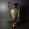 Silver Urn Floor Lamp with scrolled handles and glowing textured body