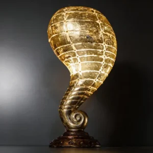 Golden Spiral Fiber Lamp with sculptural curved glowing shape