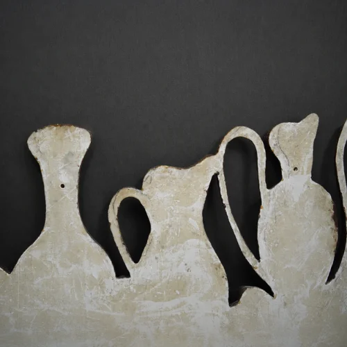Fiber Vase Cluster Wall Hanging with silver-golden antique finish
