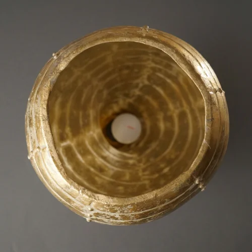 Golden Spiral Fiber Lamp with sculptural curved glowing shape