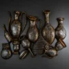 Fiber Vase Cluster Wall Hanging with silver-golden antique finish
