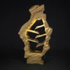 Sandstone Rock Floor Fountain with glowing natural cascade