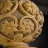Sandstone Cylinder Pillar Garden Light with glowing fiber floral globe