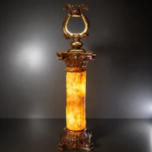 Luxury Onyx Pedestal Lamp with Illuminated Marble Style Column Decorative Floor Lamp