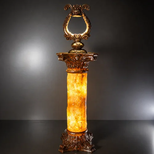 Luxury Onyx Pedestal Lamp with Illuminated Marble Style Column Decorative Floor Lamp