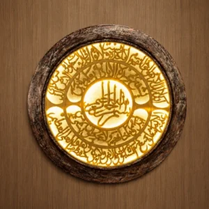 Round Ayatul Kursi Wall Art with glowing layered calligraphy design
