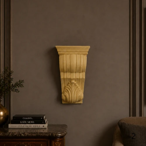 Sandstone Scroll Bracket with fluted body and shell carving