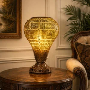Silver Leafing Teardrop Lamp with textured quilted glow finish