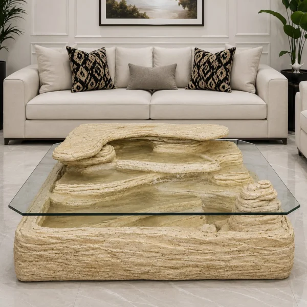 Sandstone Table Fountain with LED light for drawing room décor