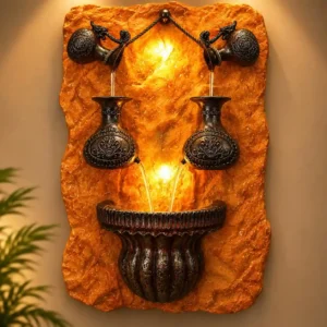 Fiber Glass Fountain Wall Hanging with LED Bulb