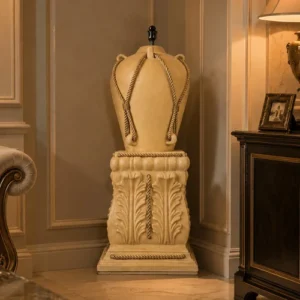 Sandstone Rope Lamp Base – Carved Column Lamp