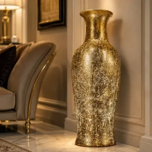 Golden Etched Floor Lamp with richly patterned golden glow finishGolden Etched Floor Lamp with richly patterned golden glow finish