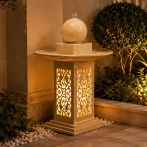 Sand Stone Water Fountain with Light sphere design