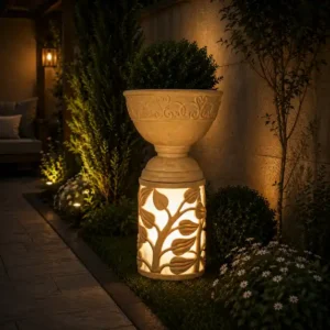 Sandstone Leaf Planter Light