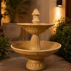 Sand Stone Water Fountain Two Tier Decorative Garden Fountain Weather Proof and Washable