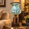 Vintage fiber glass table lamp with ornate pedestal base