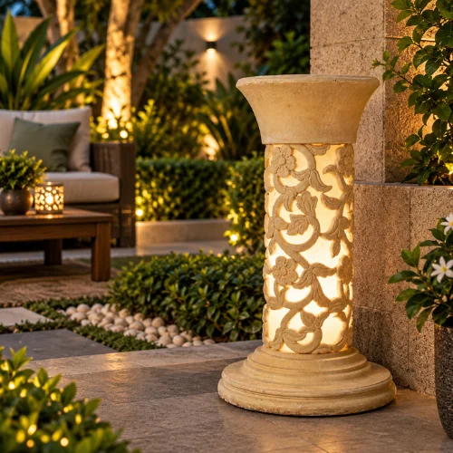 Sandstone Flared Vase Garden Light