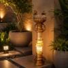 Handmade fiber glass water fountain with antique bronze finish and LED light