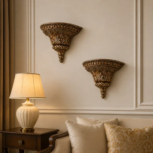 Decorative fiber rope bracket with ornate carved details