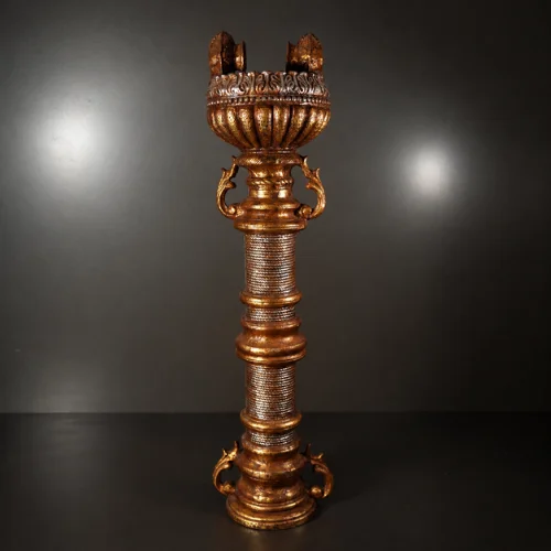 Handmade fiber glass water fountain with antique bronze finish and LED light