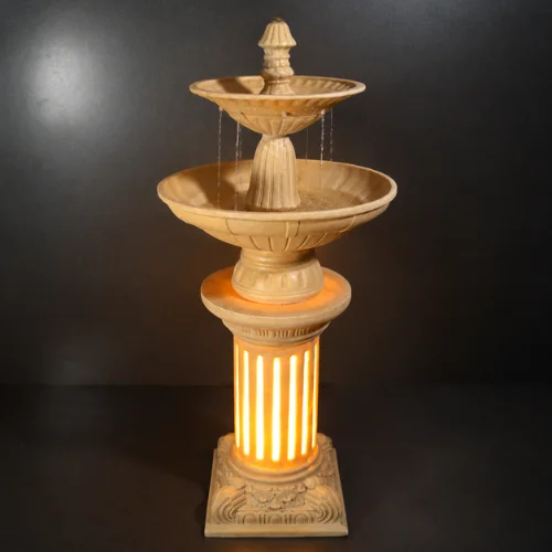 Sand Stone Water Fountain with glowing LED base – two-tier design