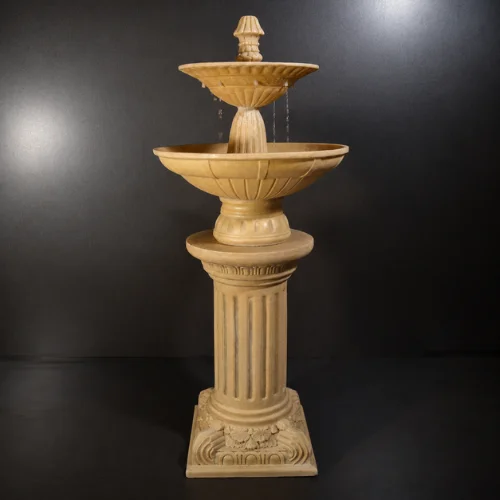 Sand Stone Water Fountain with glowing LED base – two-tier design