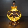 Floral fiber glass table lamp with glowing decorative body