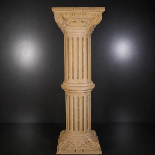 Sandstone Roman pillar garden light with fluted column and warm integrated lighting