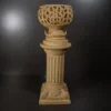 Sandstone pedestal lamp with glowing fiber glass center