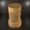 Faux sandstone pedestal lantern base with carved floral medallion design