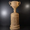 Sandstone pedestal lamp with glowing fiber glass center