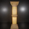 Sandstone Roman pillar garden light with fluted column and warm integrated lighting