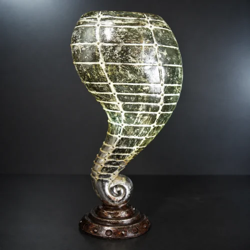 Golden Spiral Fiber Lamp with sculptural curved glowing shape