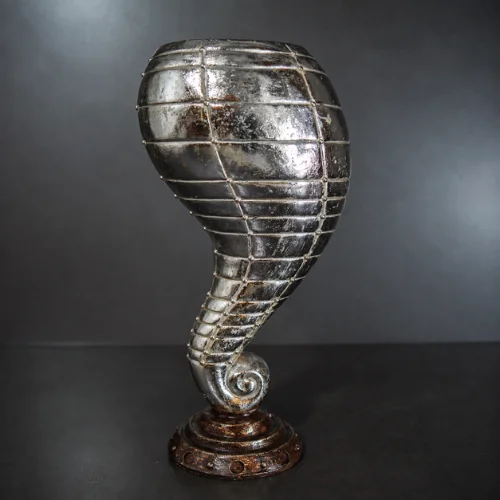 Golden Spiral Fiber Lamp with sculptural curved glowing shape
