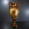 Silver Urn Floor Lamp with scrolled handles and glowing textured body