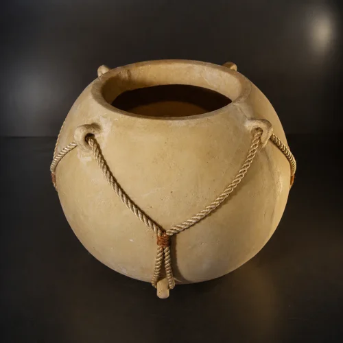 Sandstone planter pot with rope detailing