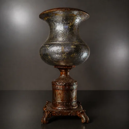 Vintage fiber glass table lamp with ornate pedestal base